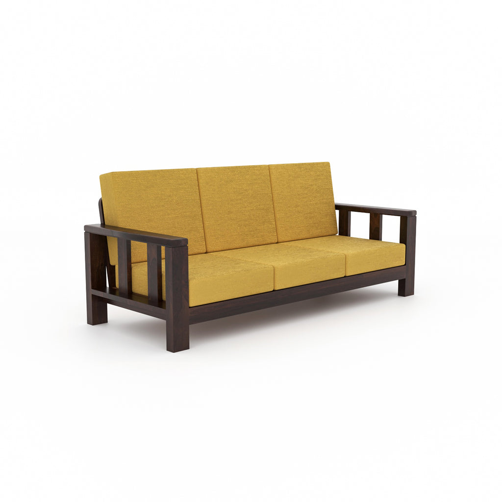 Solid Sheesham Wood 5 Seater Wooden Sofa Set | Walnut Finish