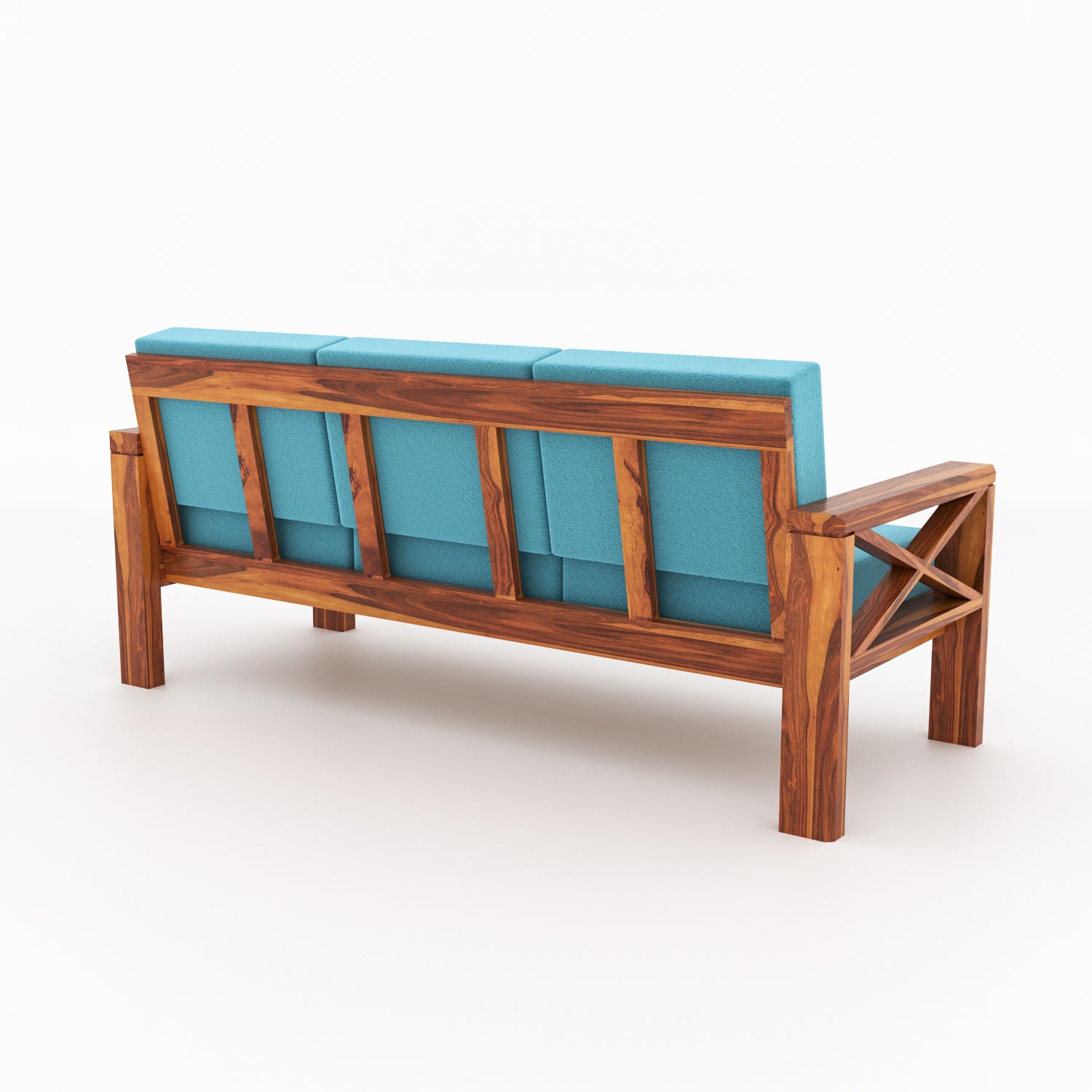 Solvane Sheesham Wood 3 Seater Sofa | Natural Finish