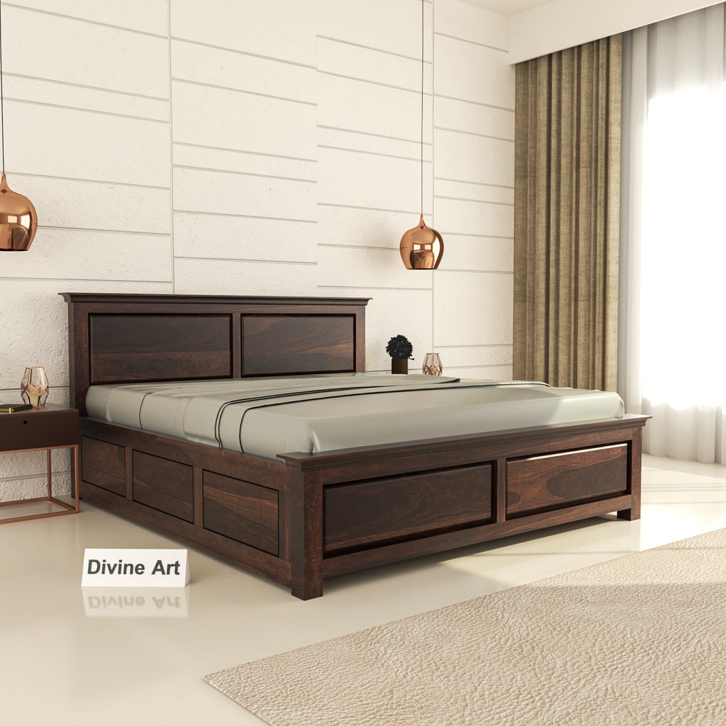 Cyrvion Solid Sheesham Wood King Size Bed
