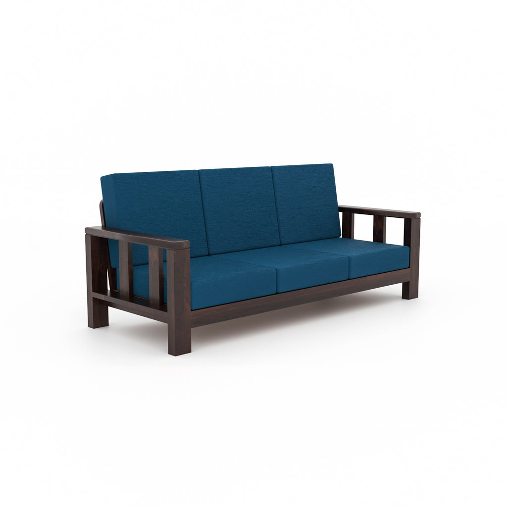 Premium Solid Sheesham Wood 6 Seater Wooden Sofa Set (3+2+1) | Walnut Finish