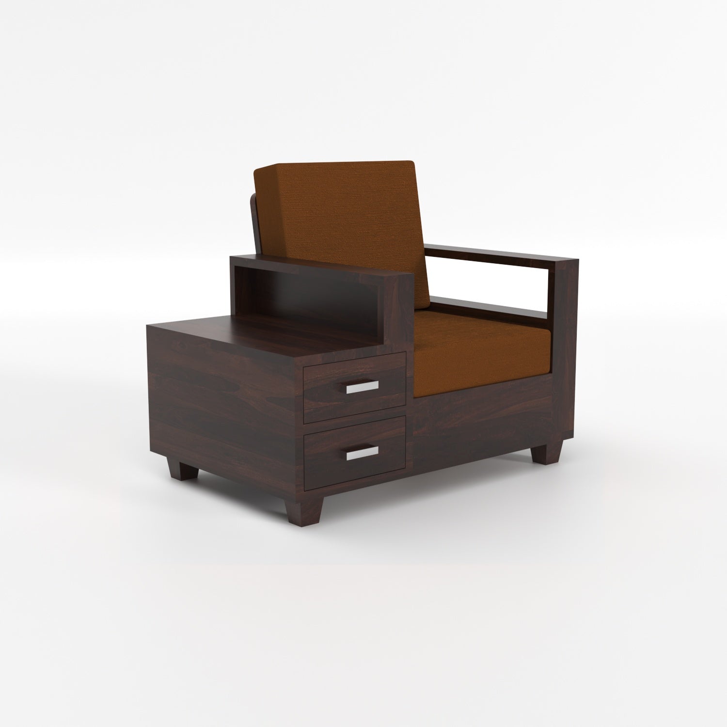 Solid Sheesham Wood 3+1+1 Sofa Set with Side Drawers | 3 Years Warranty