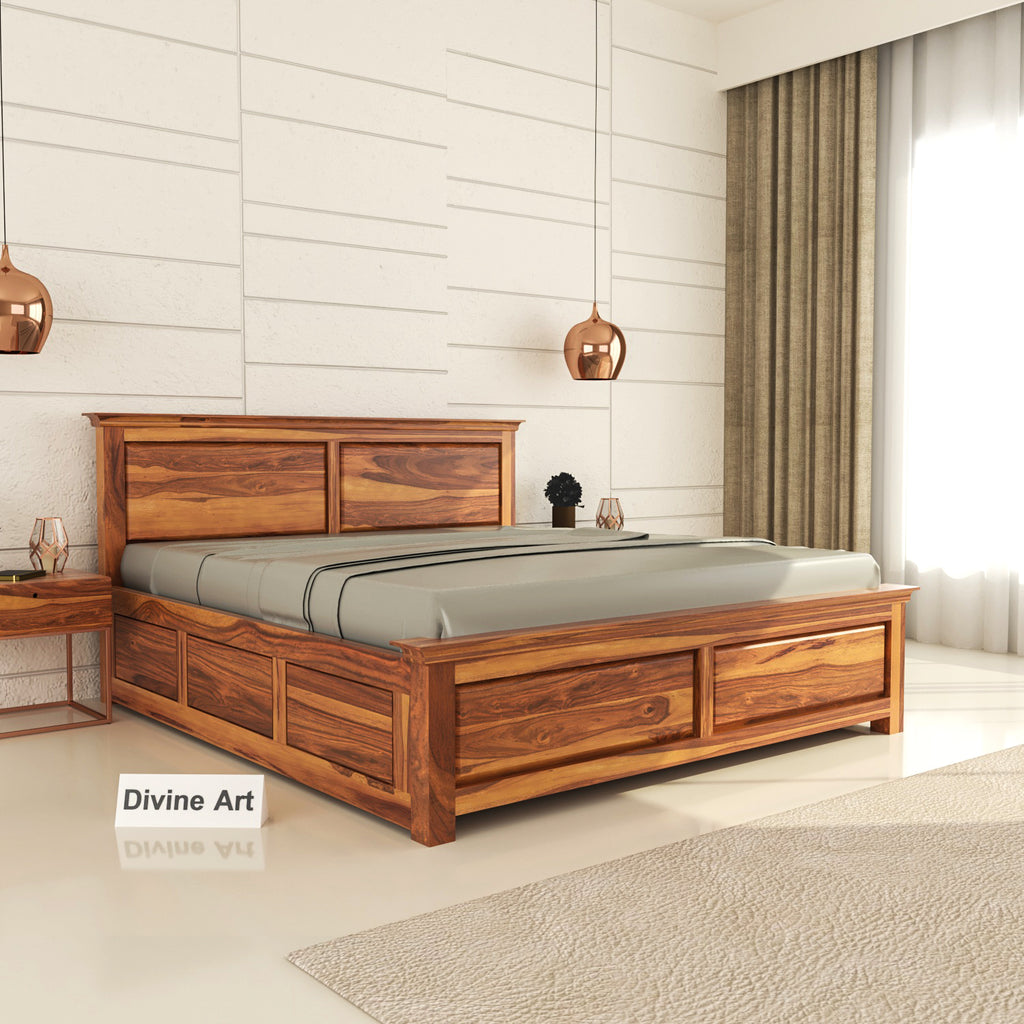 Cyrvion Solid Sheesham Wood King Size Bed