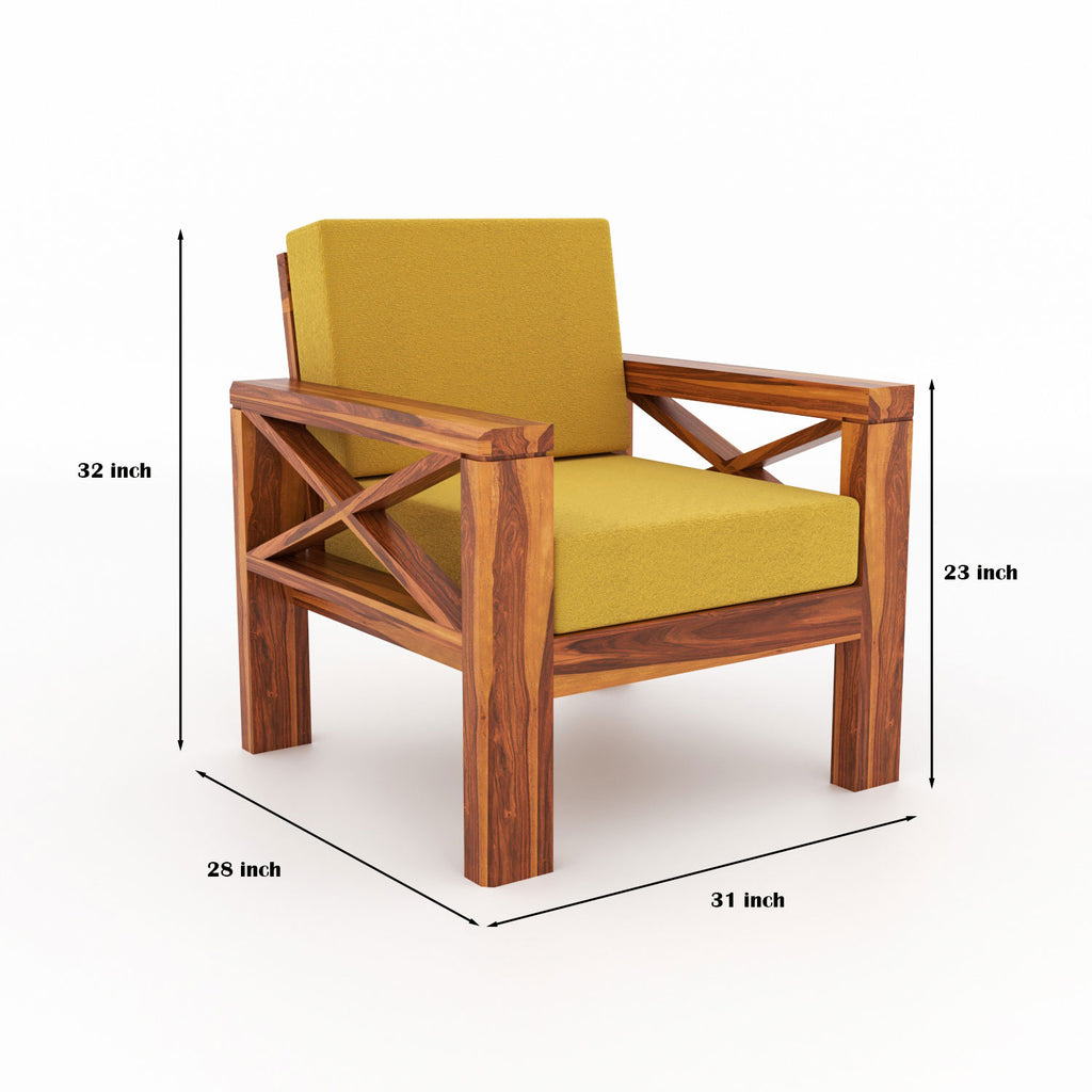 Boston Sheesham Wood 5 Seater Sofa Set | Natural Finish