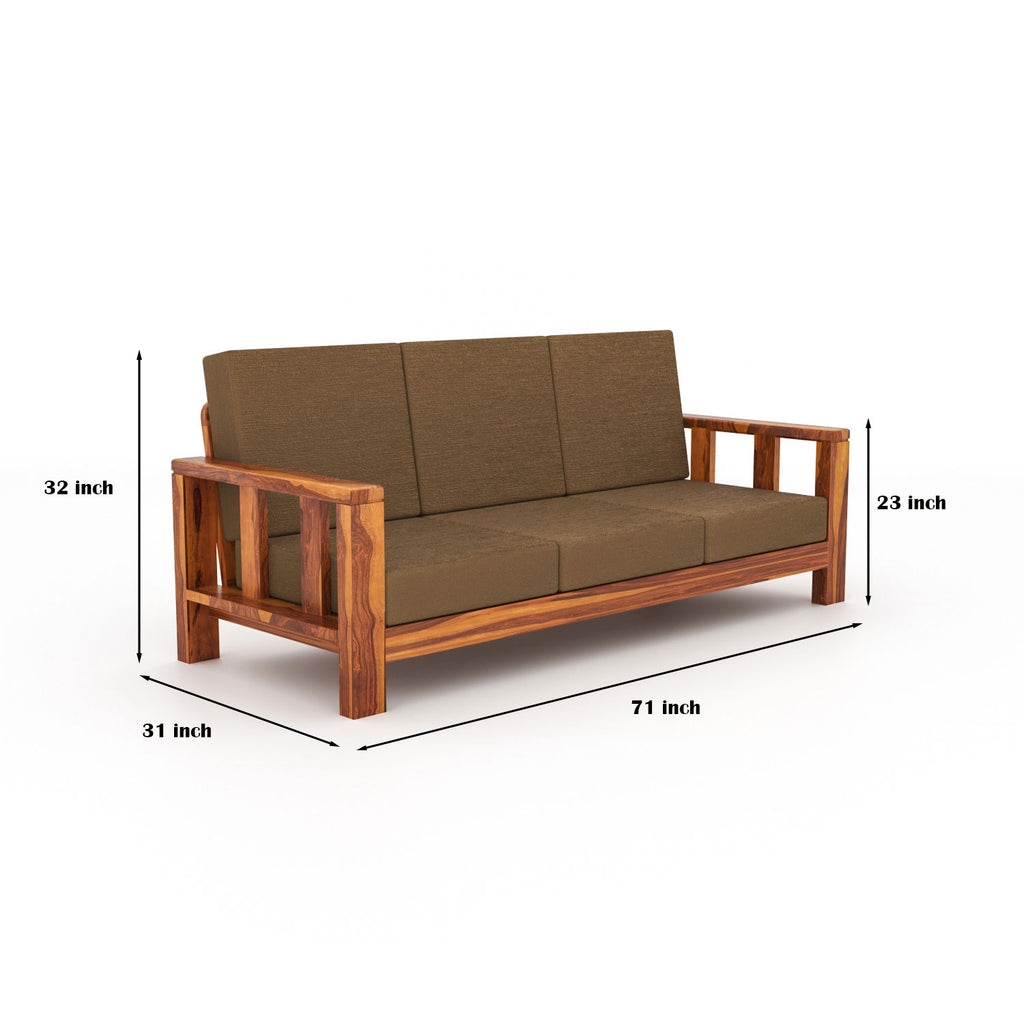 Solid Sheesham Wood 5 Seater Wooden Sofa Set | Natural Finish