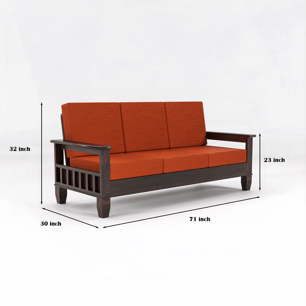 Premium Solid Sheesham Wood 5 Seater Wooden Sofa Set | Walnut Finish