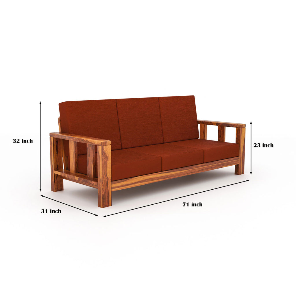 Solid Sheesham Wood 7 Seater Wooden Sofa Set | Natural Finish