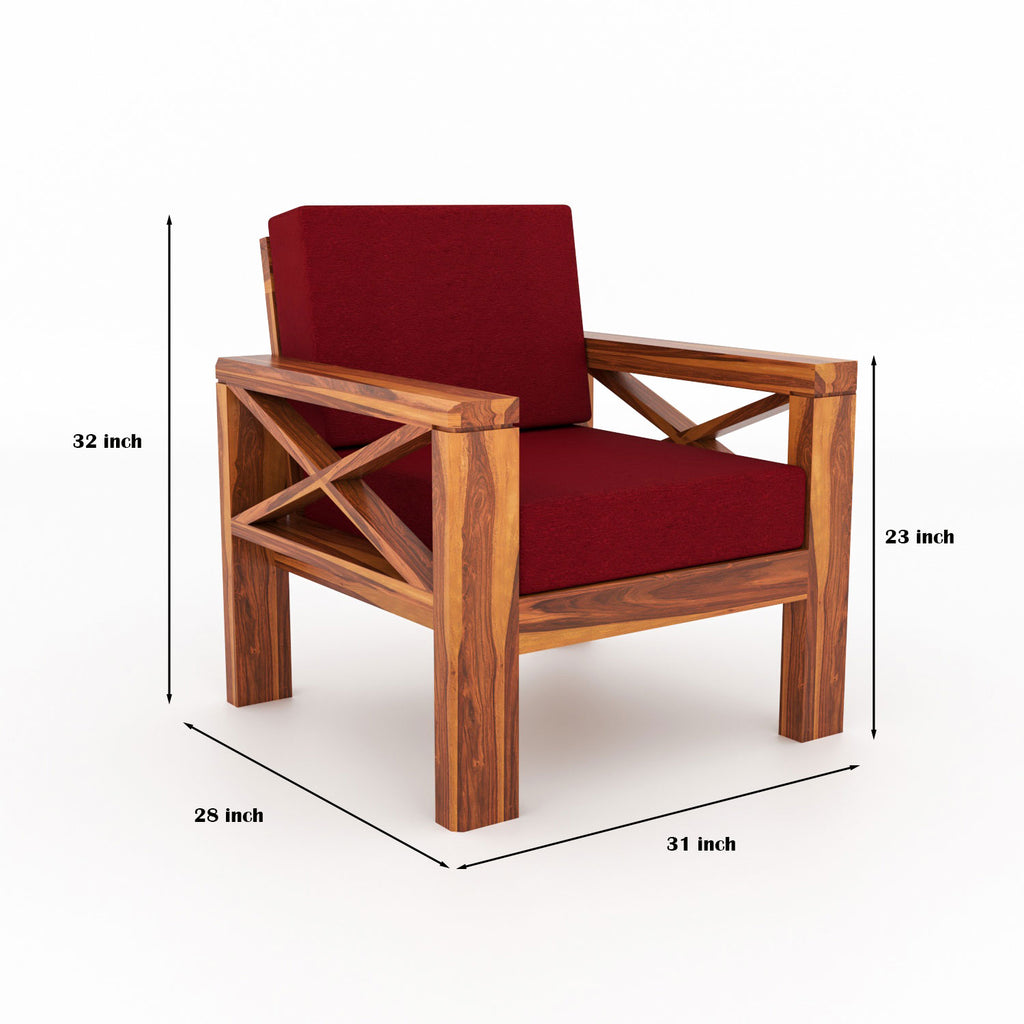 Alexandria Sheesham Wood 6 Seater Sofa Set | Natural Finish