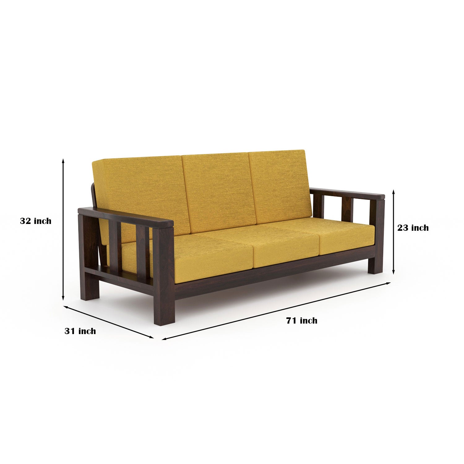Premium Solid Sheesham Wood 6 Seater Wooden Sofa Set (3+2+1) | Walnut Finish