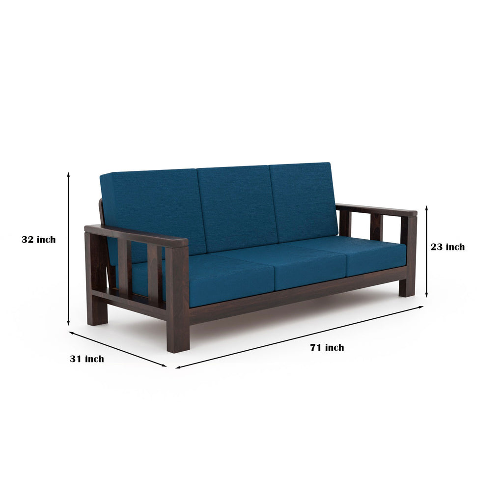 Premium Solid Sheesham Wood 6 Seater Wooden Sofa Set (3+2+1) | Walnut Finish