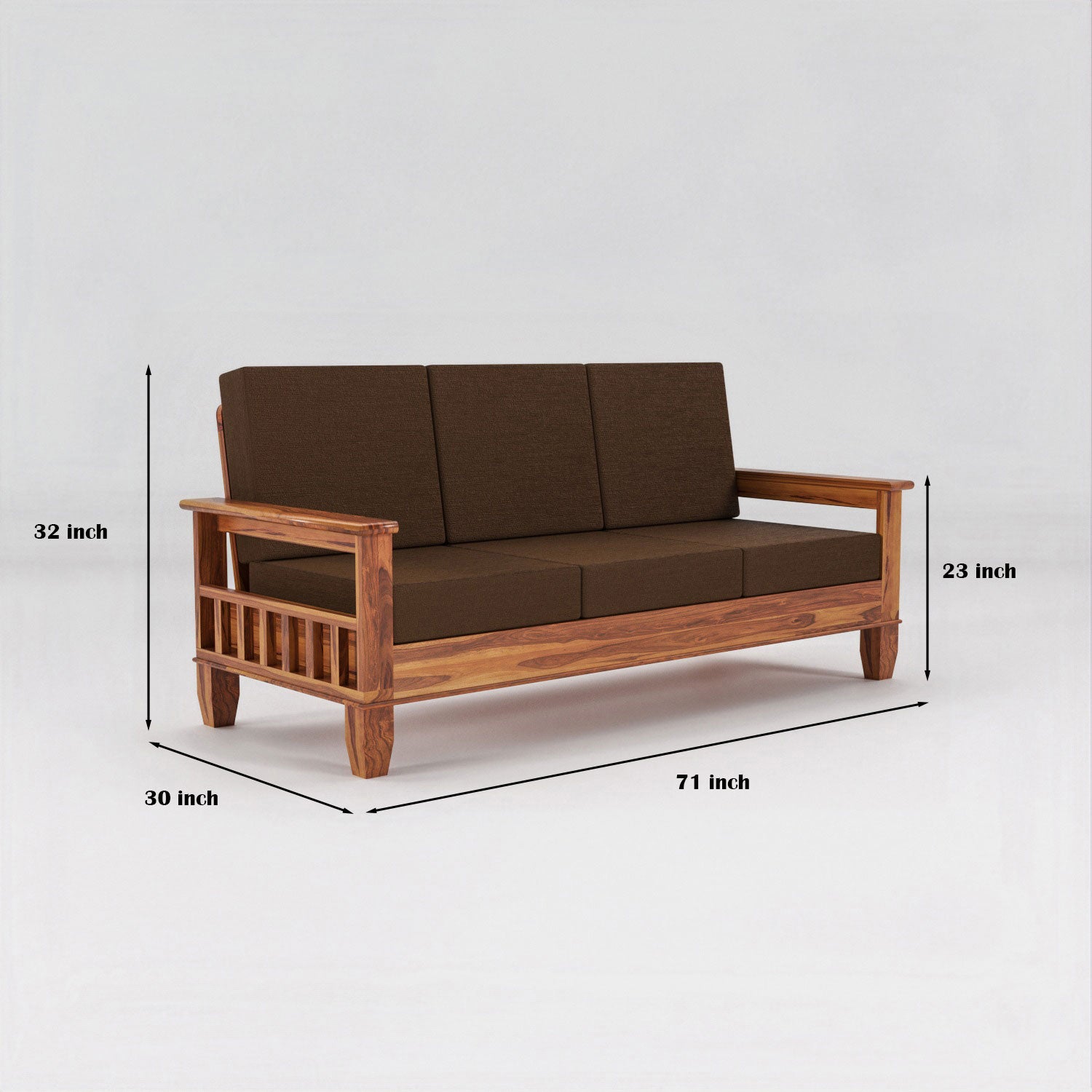 Premium Solid Sheesham Wood 7 Seater Wooden Sofa Set | NaturalFinish