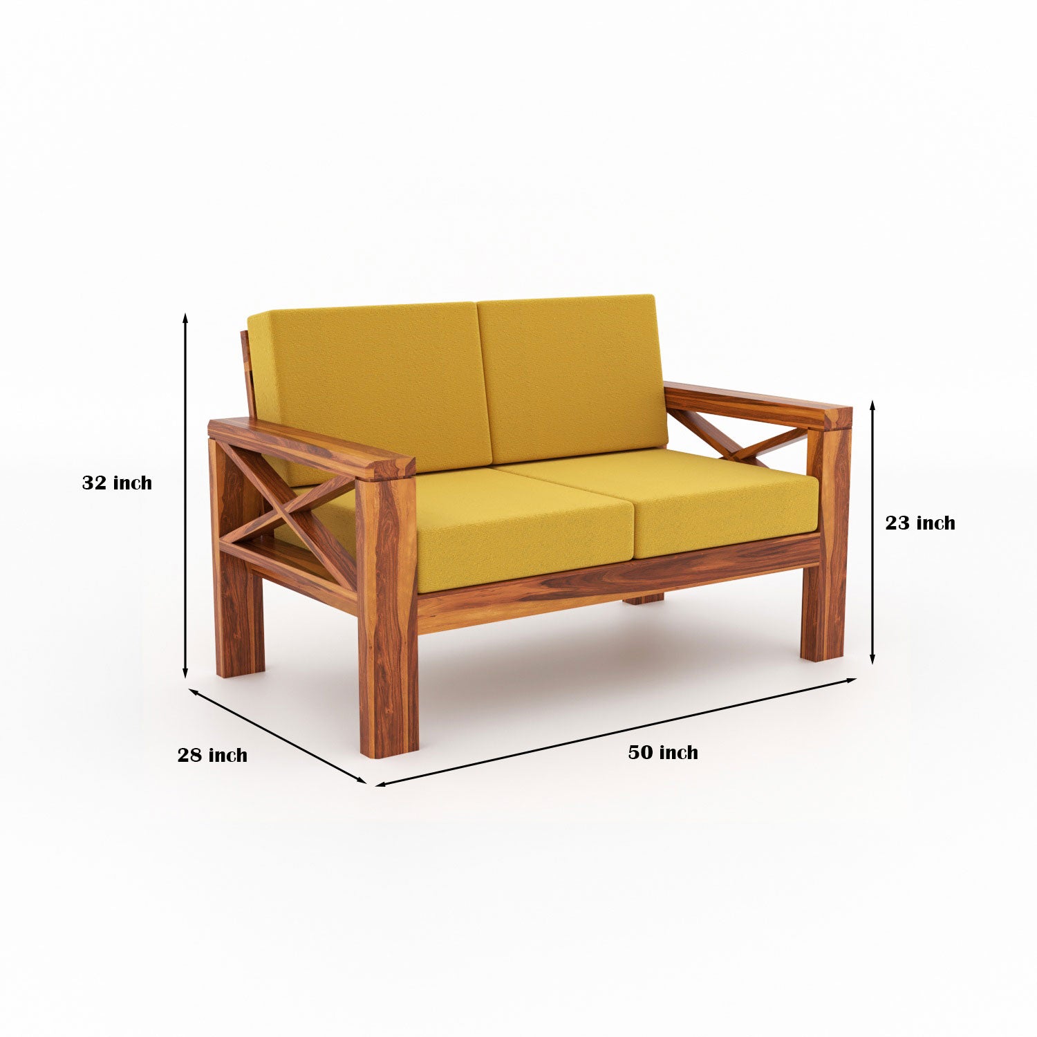 Lumora Sheesham Wood 4 Seater Sofa Set | Natural Finish