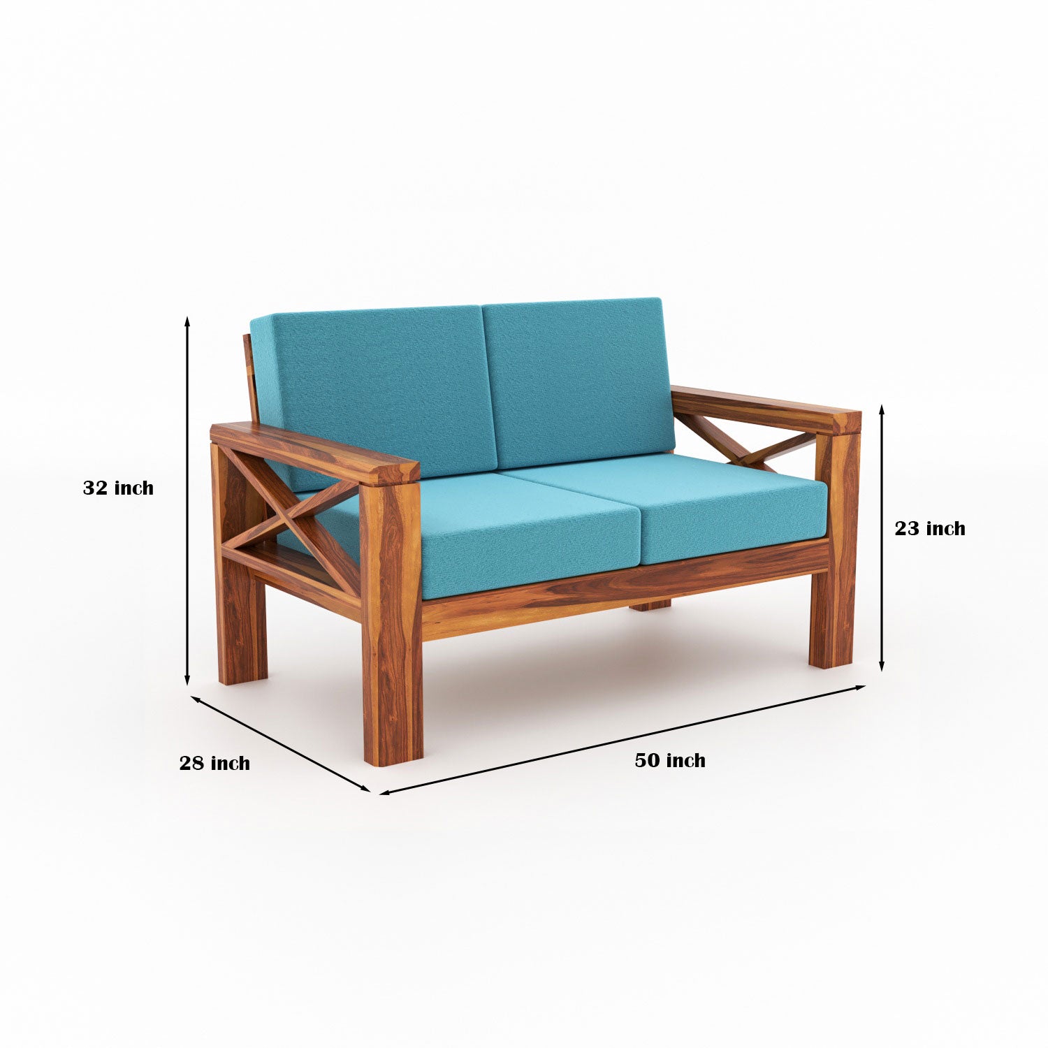 Moscow Solid Wood 7 Seater Sofa Set | Natural Finish