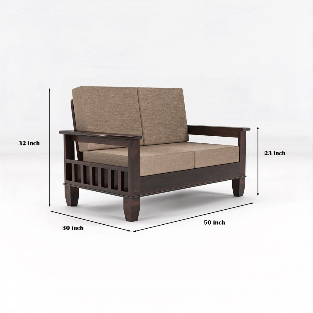 Solid Sheesham Wood 4 Seater Wooden Sofa for Living Room | Walnut Finish