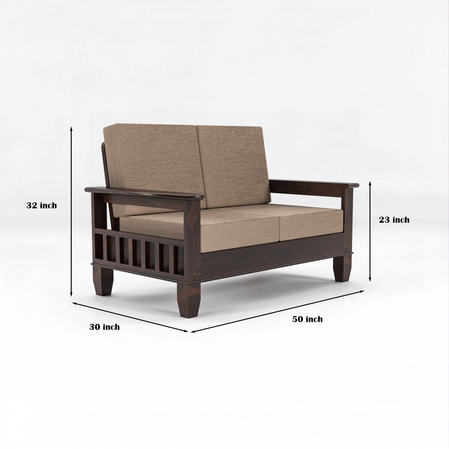 Solid Sheesham Wood 4 Seater Wooden Sofa for Living Room | Walnut Finish