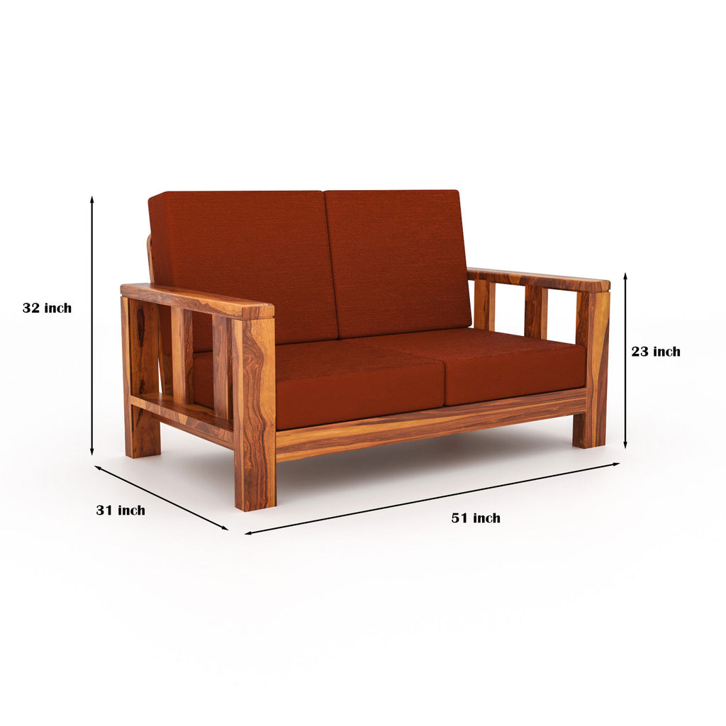 Solid Sheesham Wood 4 Seater Wooden Sofa for Living Room