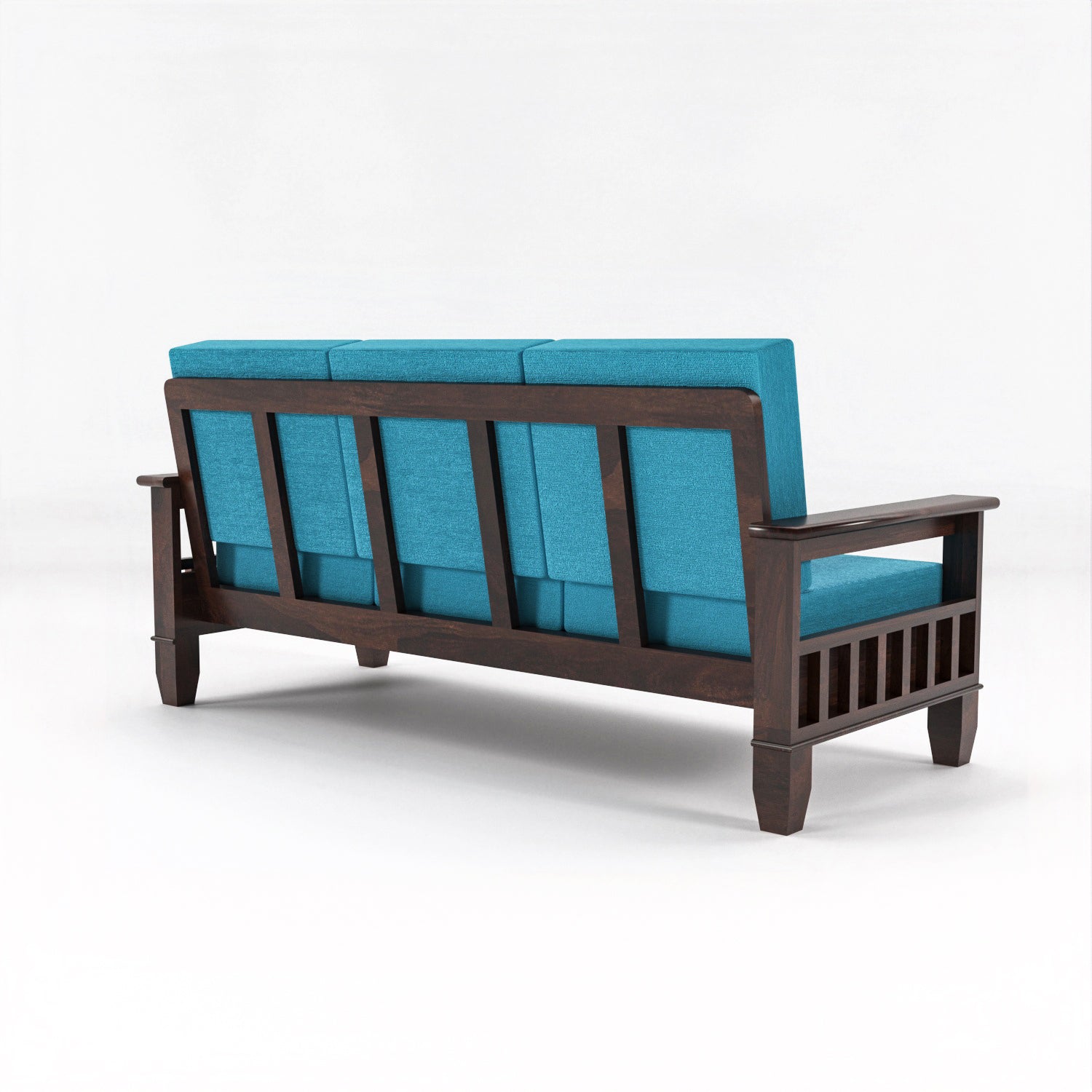 Solid Sheesham Wood 3 Seater Sofa – Walnut Finish