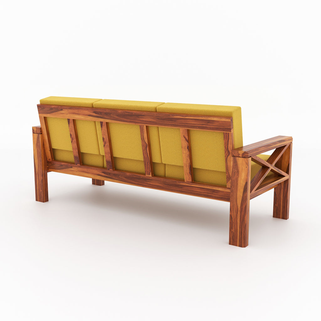Boston Sheesham Wood 5 Seater Sofa Set | Natural Finish