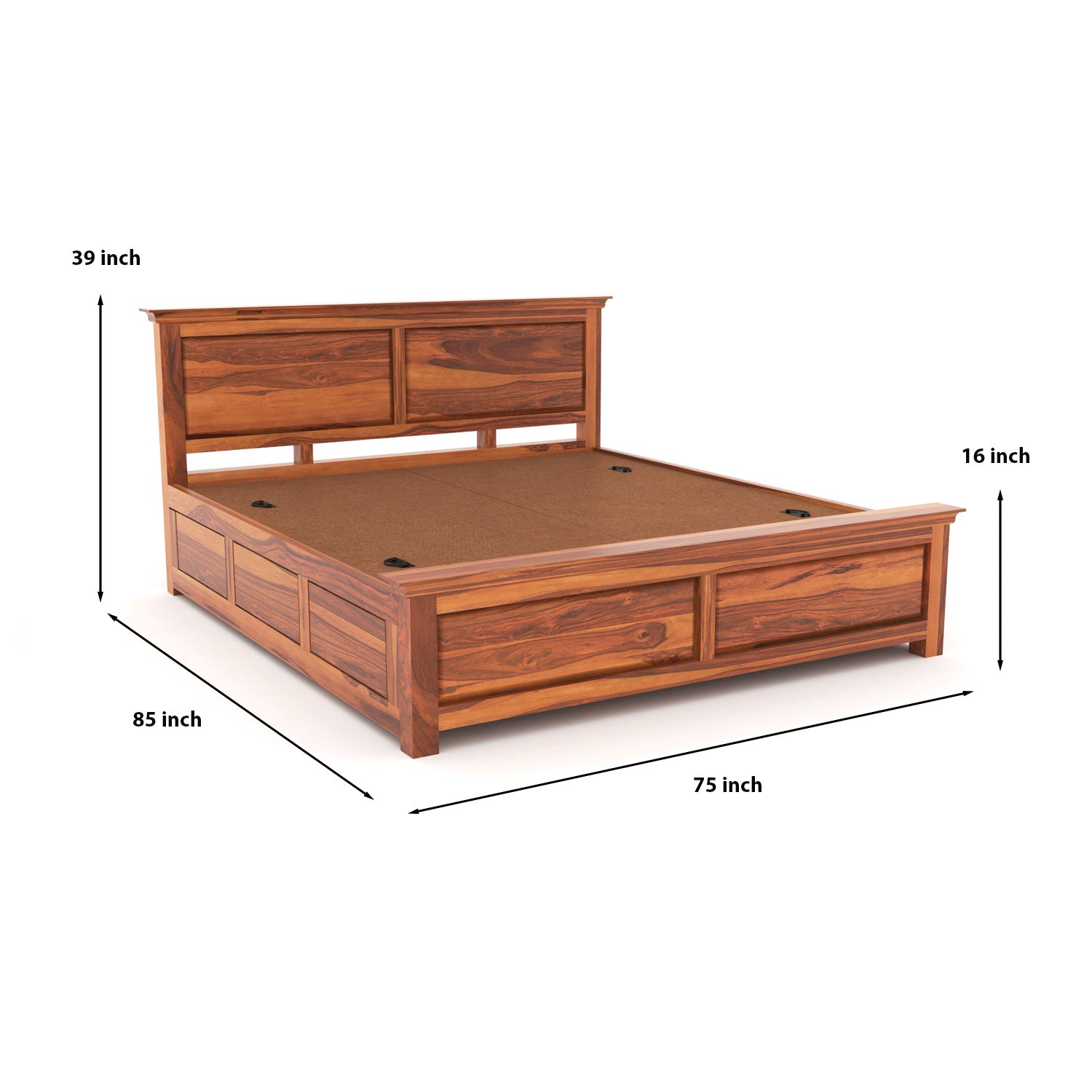 Cyrvion Solid Sheesham Wood King Size Bed