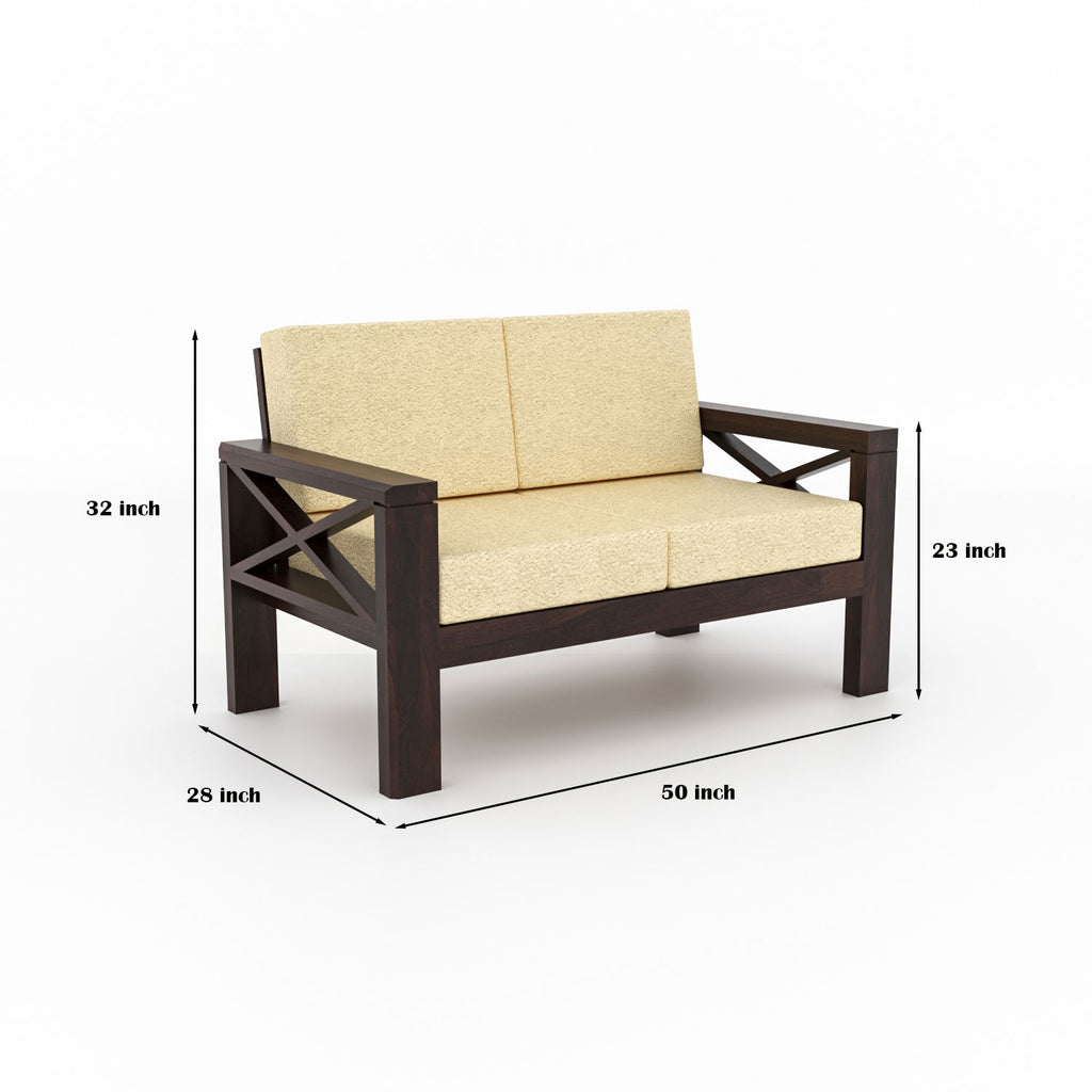 Lumora Sheesham Wood 4 Seater Sofa Set | Walnut Finish