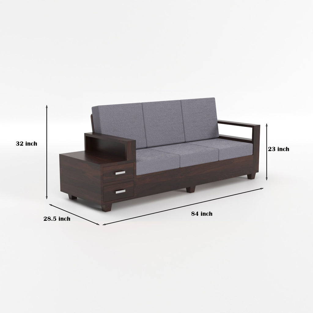 Premium Solid Sheesham Wood 6 Seater Sofa Set with Storage | Walnut Finish