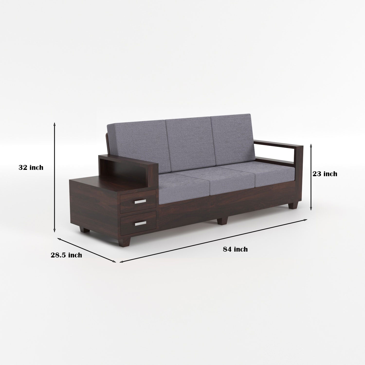 Premium Solid Sheesham Wood 6 Seater Sofa Set with Storage | Walnut Finish