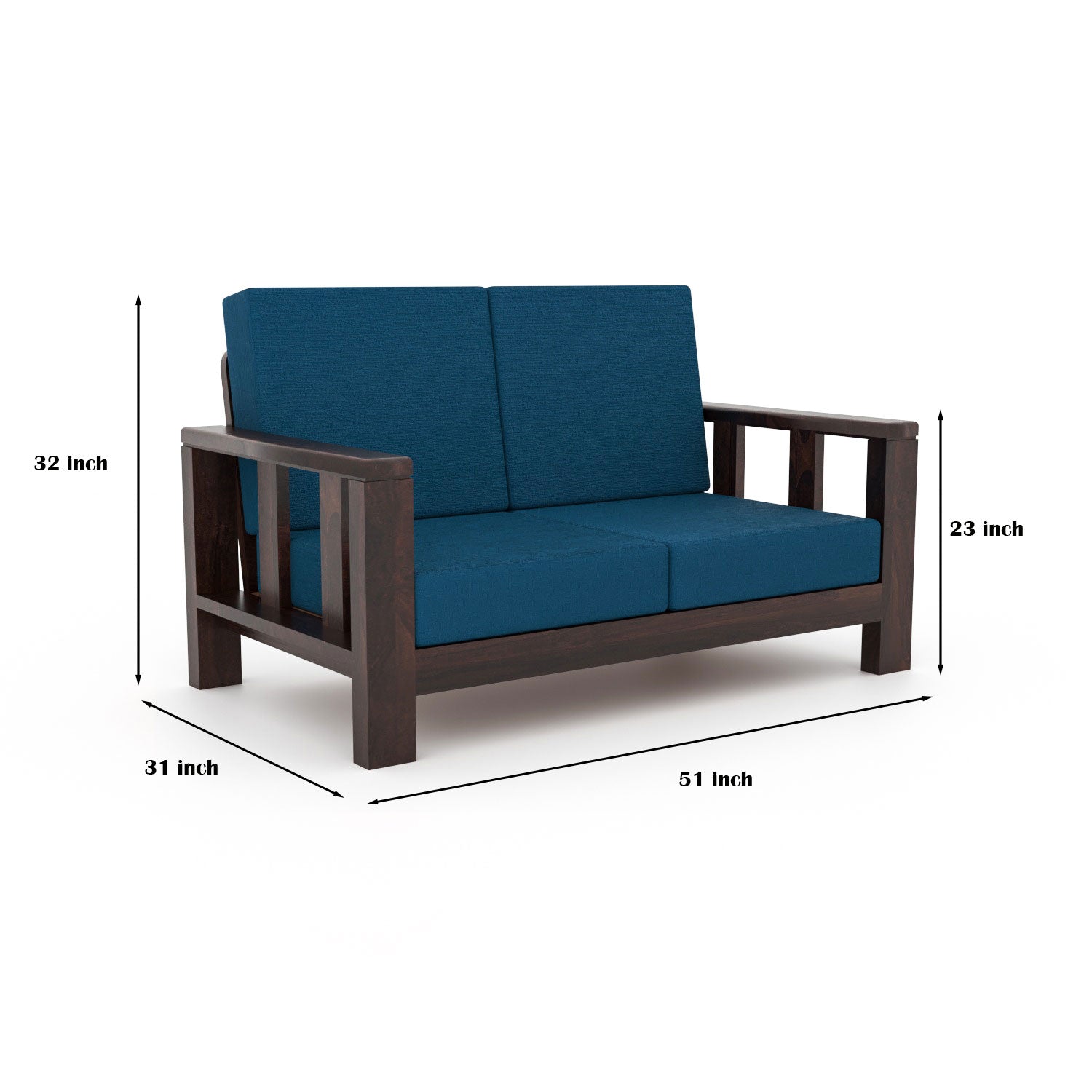 Premium Solid Sheesham Wood 6 Seater Wooden Sofa Set (3+2+1) | Walnut Finish