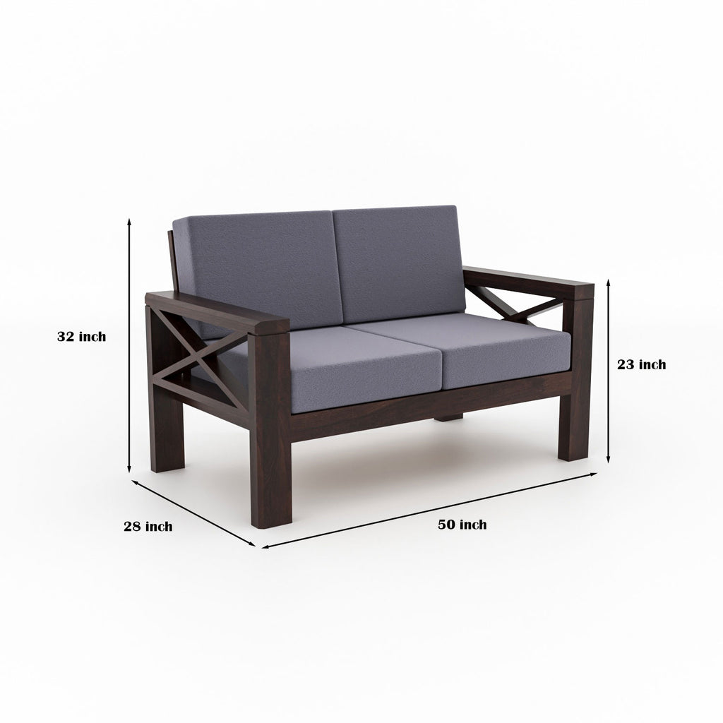 Lumora Sheesham Wood 4 Seater Sofa Set | Walnut Finish