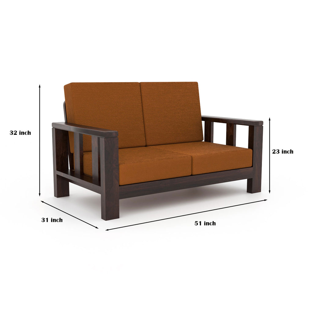 Premium Solid Sheesham Wood 6 Seater Wooden Sofa Set (3+2+1) | Walnut Finish