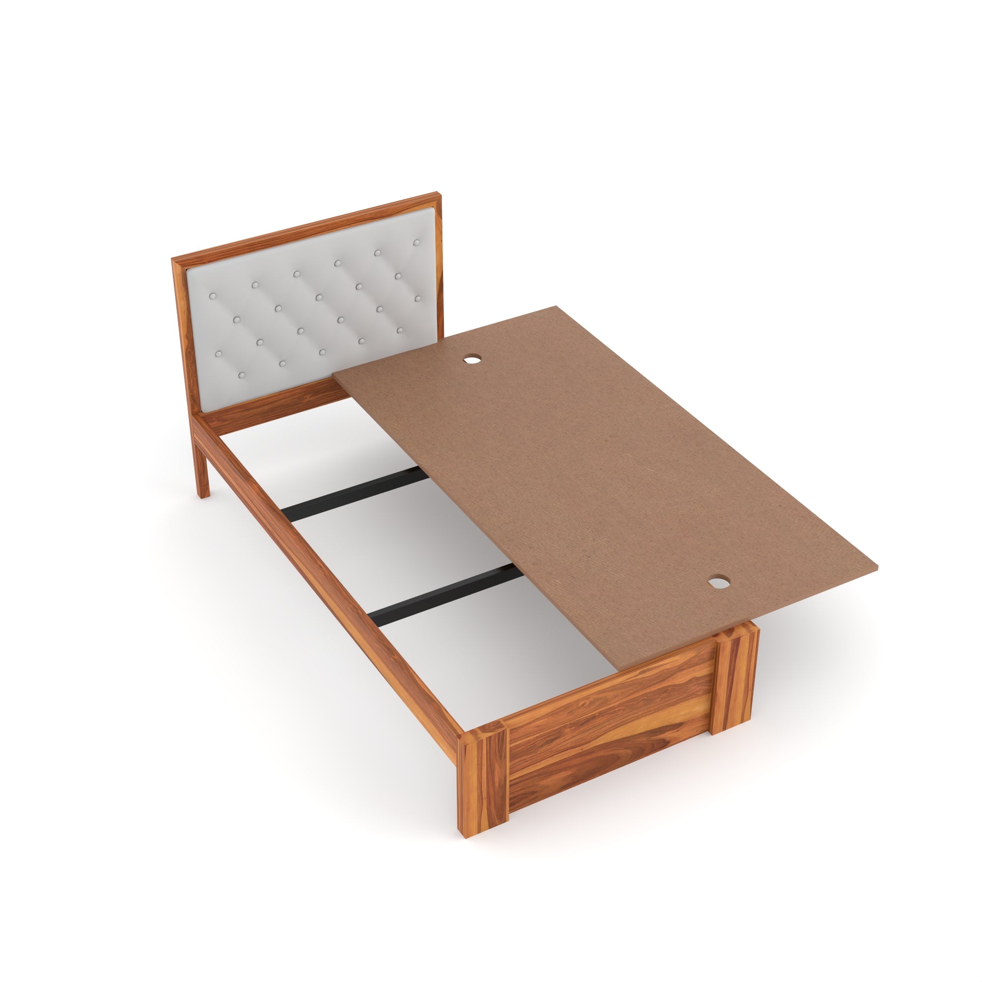 Solid Sheesham Wood Single Bed without storage
