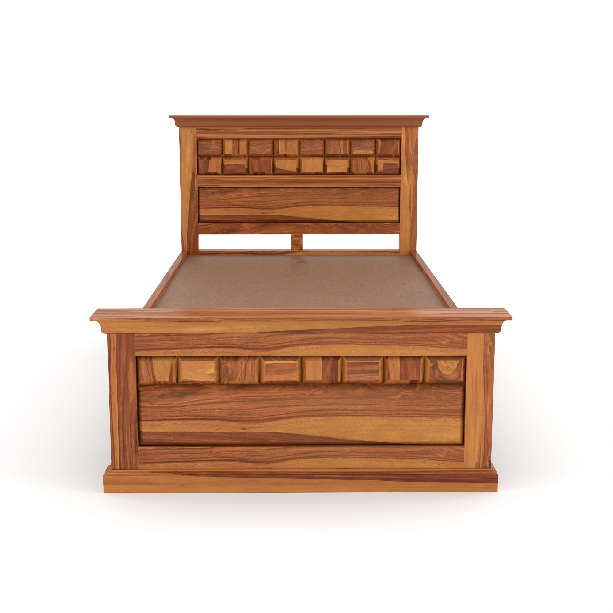 Solid Sheesham Wood Single Bed without storage