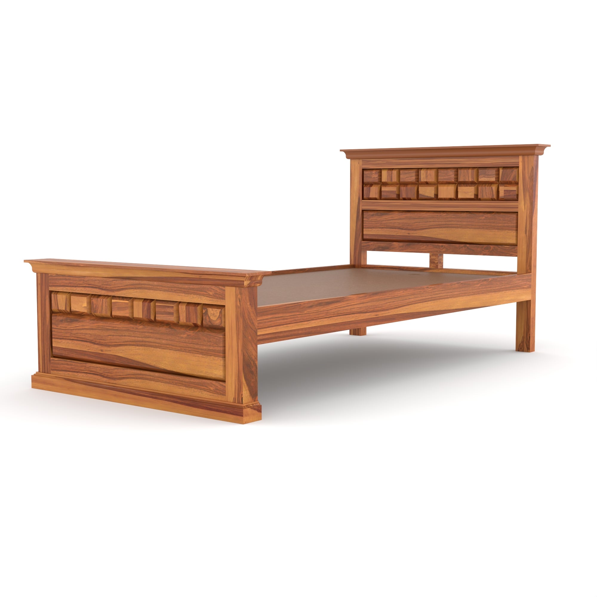 Solid Sheesham Wood Single Bed without storage