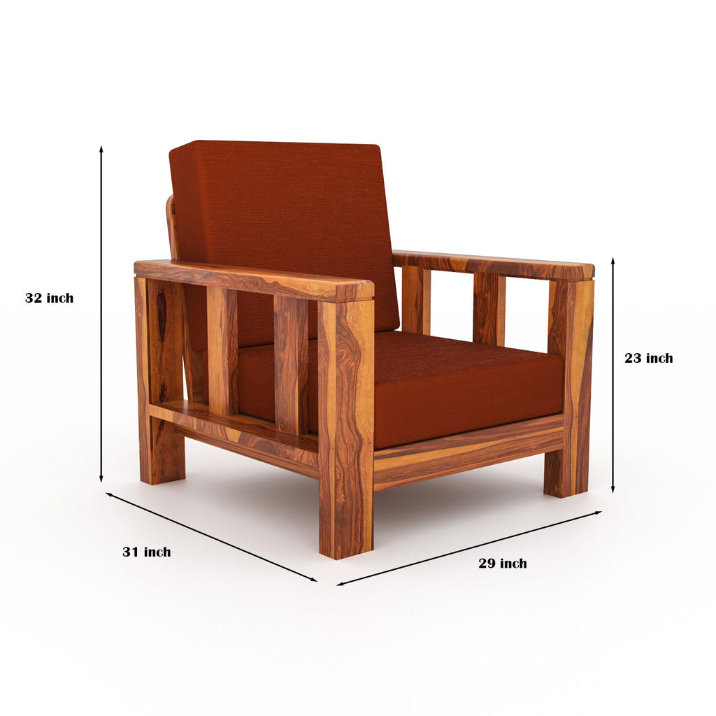 Solid Sheesham Wood 5 Seater Wooden Sofa Set | Natural Finish