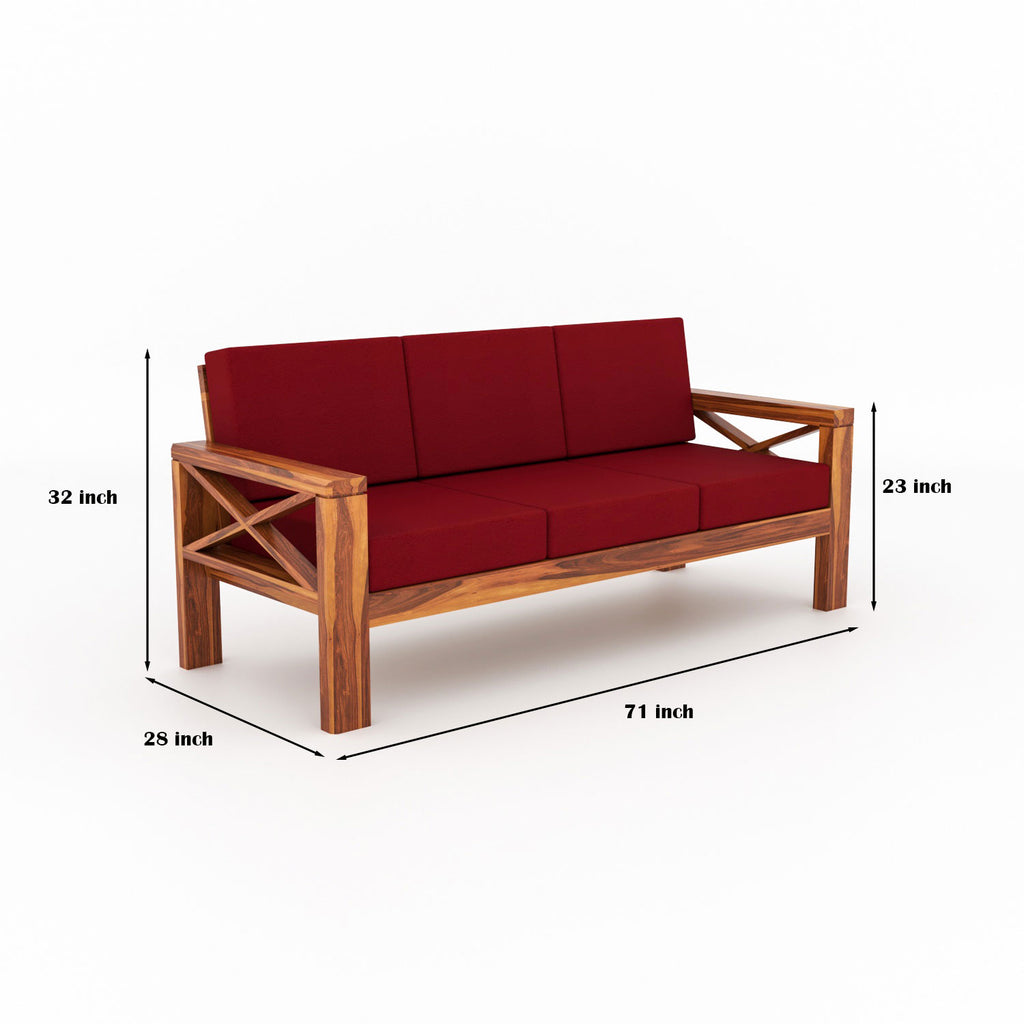 Boston Sheesham Wood 5 Seater Sofa Set | Natural Finish