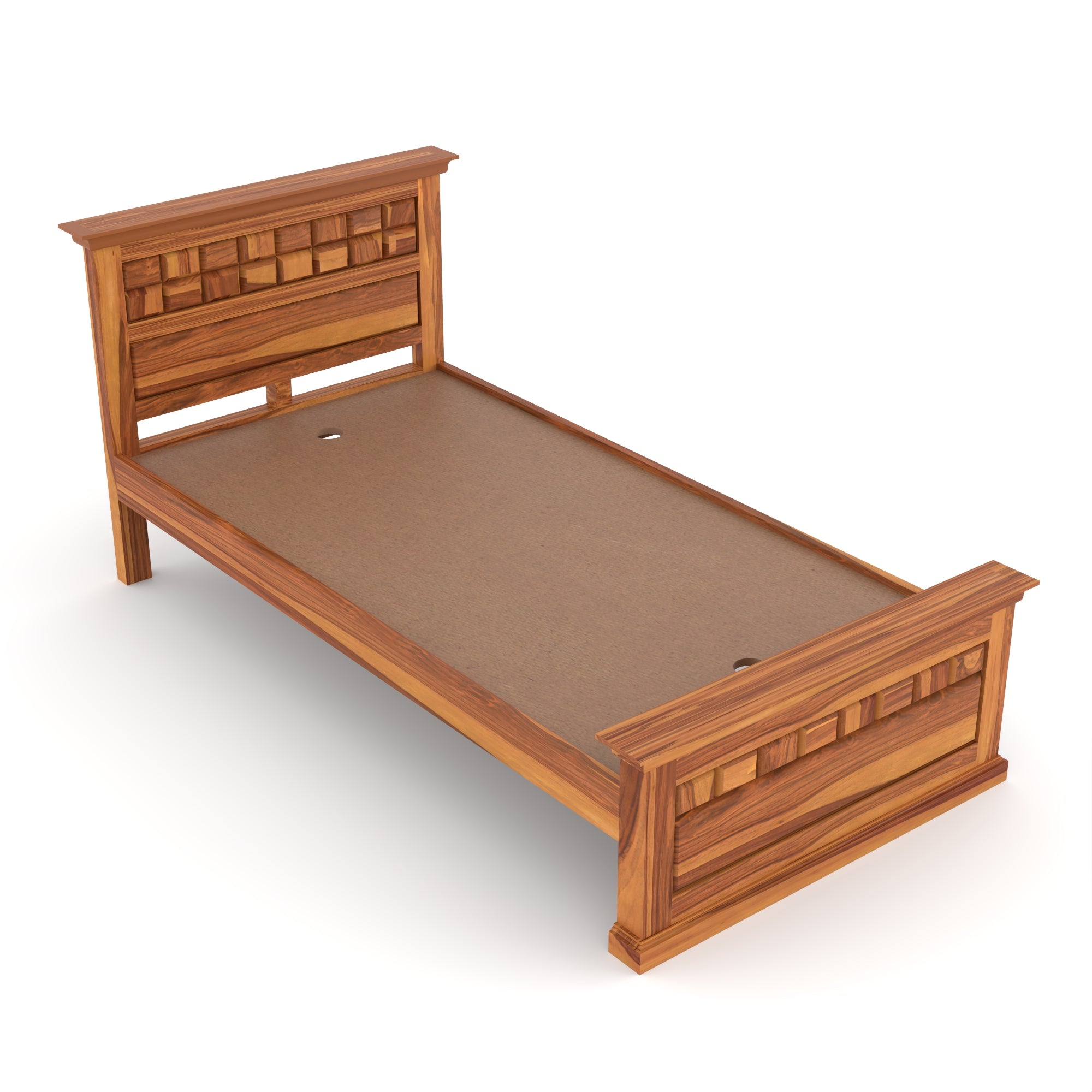 Solid Sheesham Wood Single Bed without storage