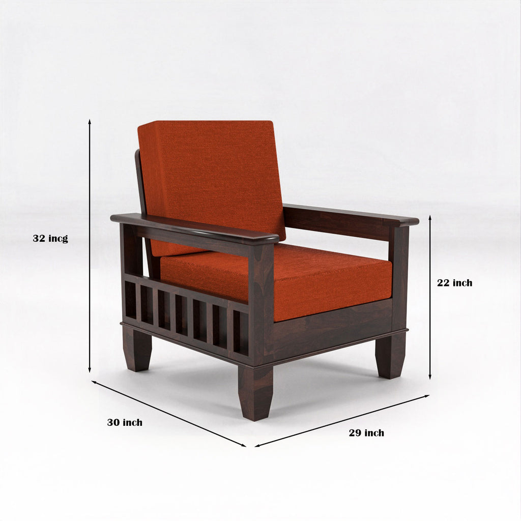 7 Seater Solid Sheesham Wood Sofa Set For Living Room | Walnut Finish