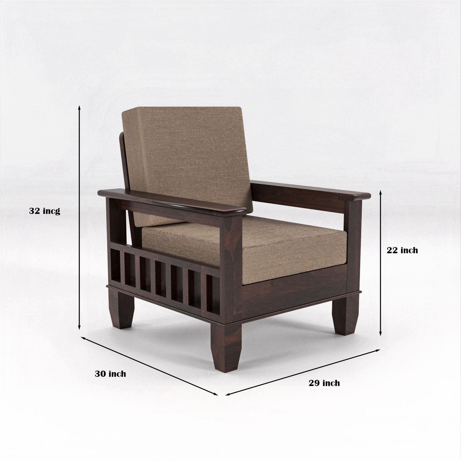 Premium Solid Sheesham Wood 5 Seater Wooden Sofa Set | Walnut Finish