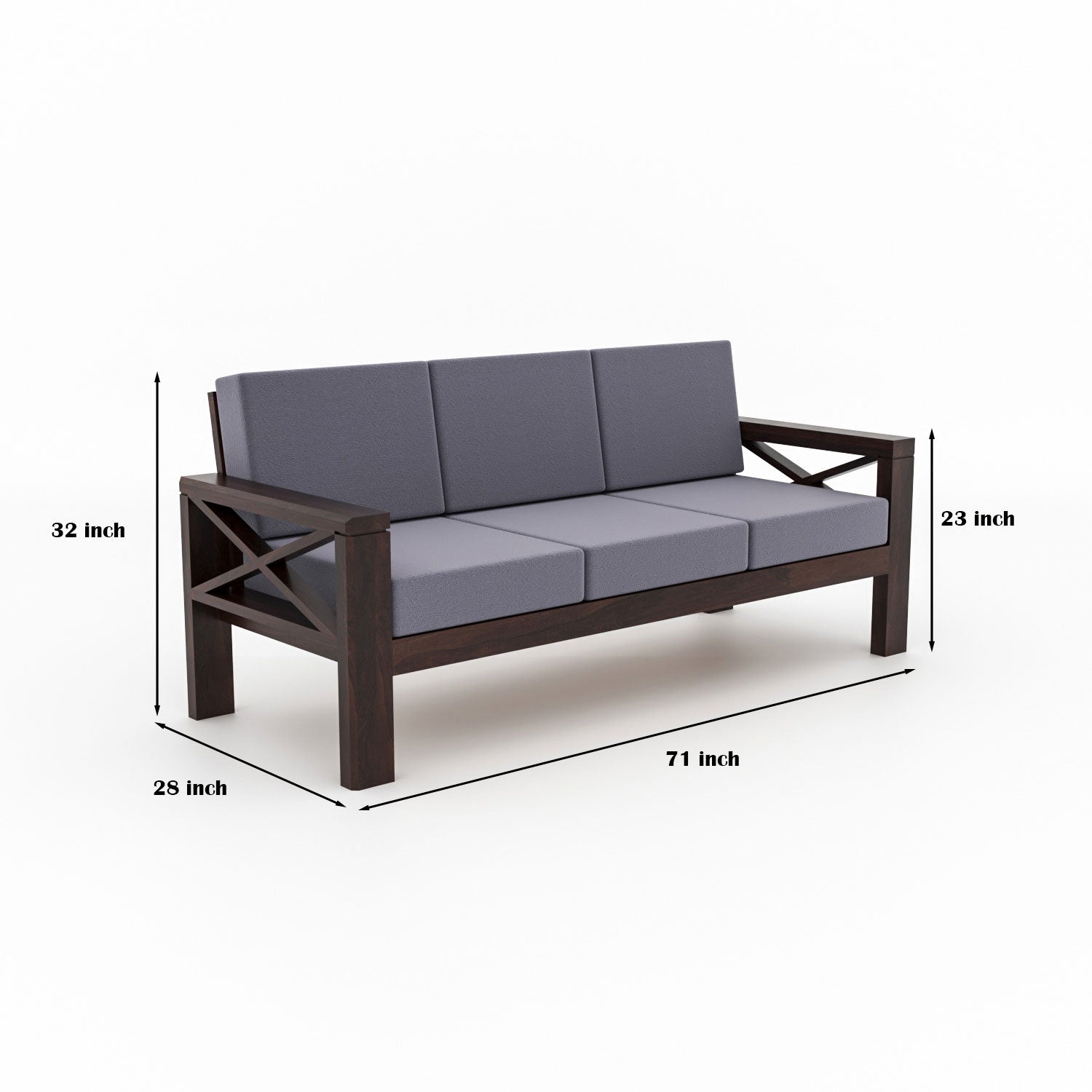 Moscow Solid Wood 7 Seater Sofa Set | Walnut Finish