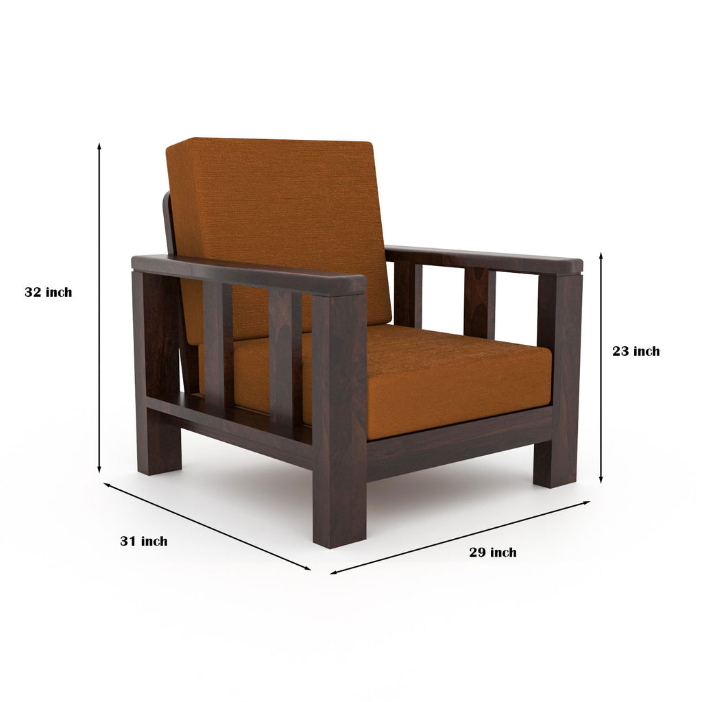 Single Seater Sofa Chair in Solid Sheesham Wood– Walnut Finish