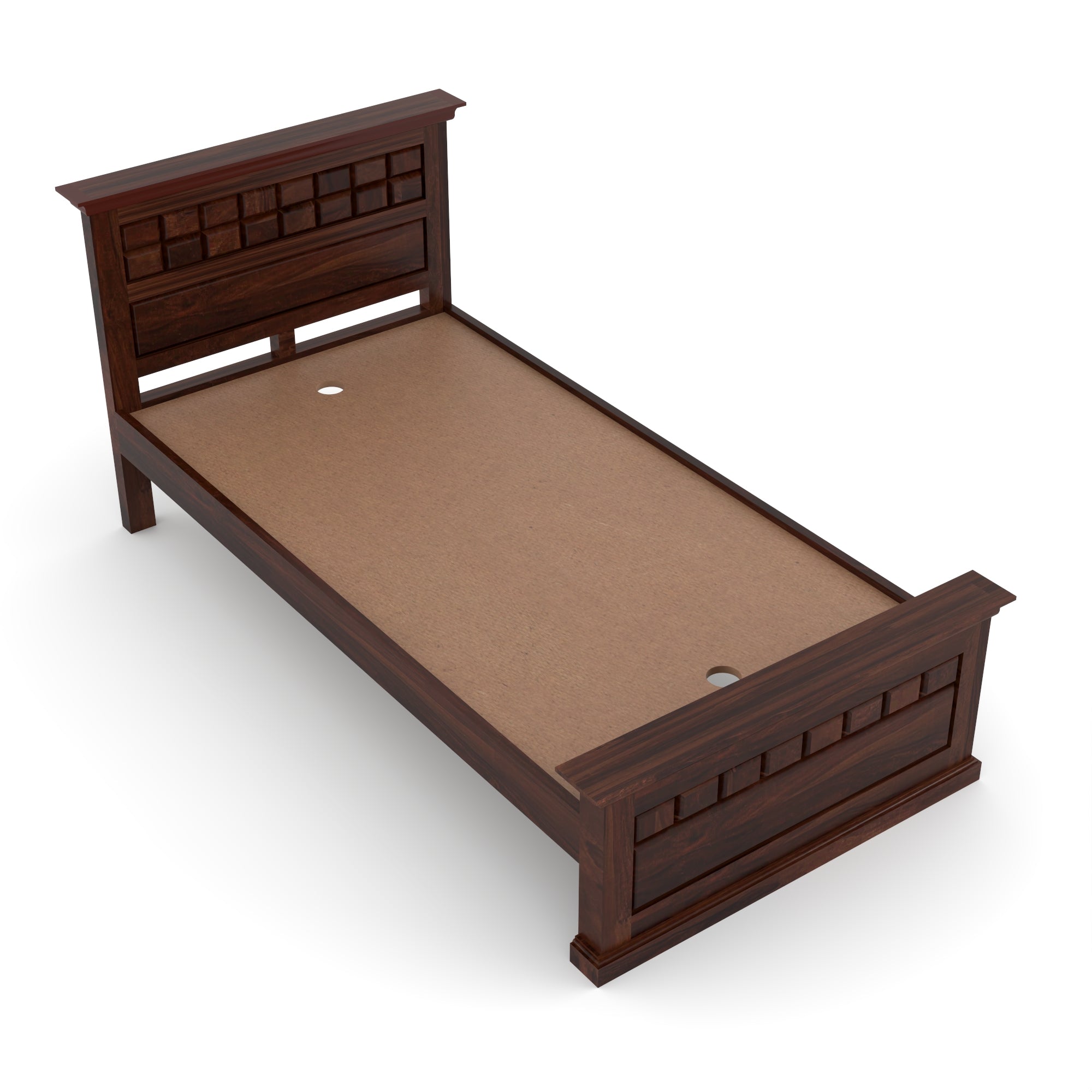 Solid Sheesham Wood Single Bed without storage
