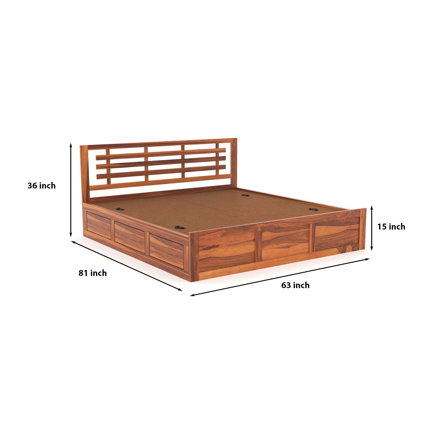 Elythrac Sheesham Wood Queen Size Bed