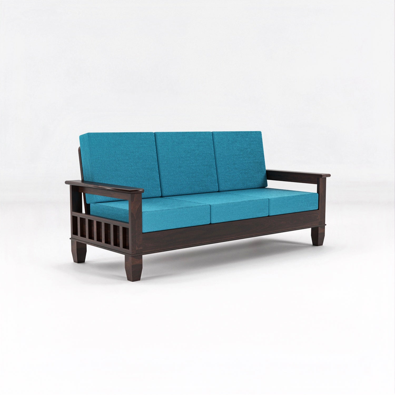 Premium Solid Sheesham Wood 5 Seater Wooden Sofa Set | Walnut Finish