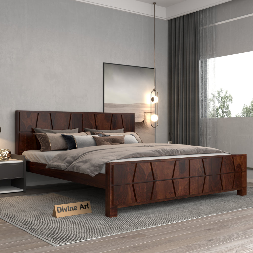 Solid Sheesham Wood king size Bed without storage