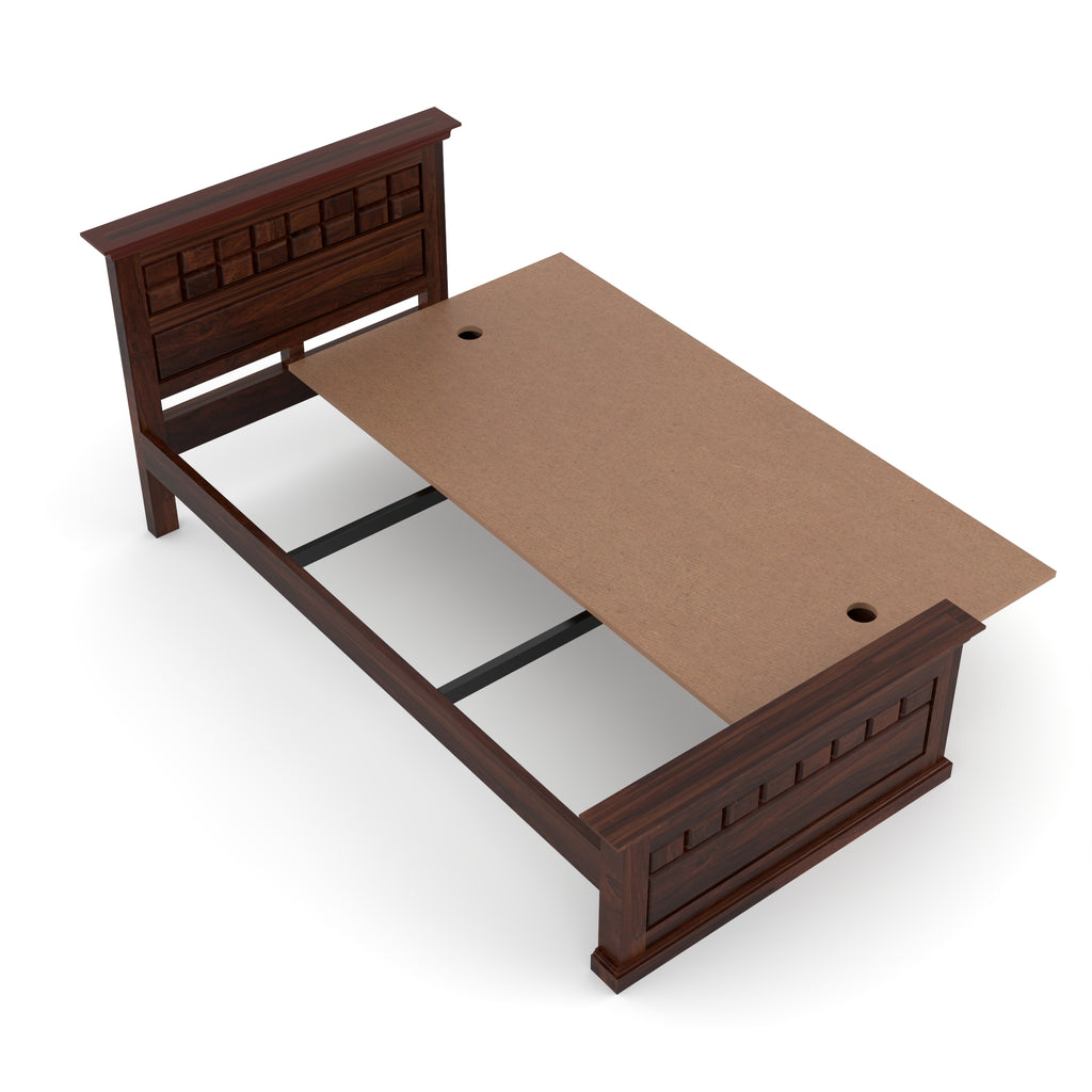 Solid Sheesham Wood Single Bed without storage