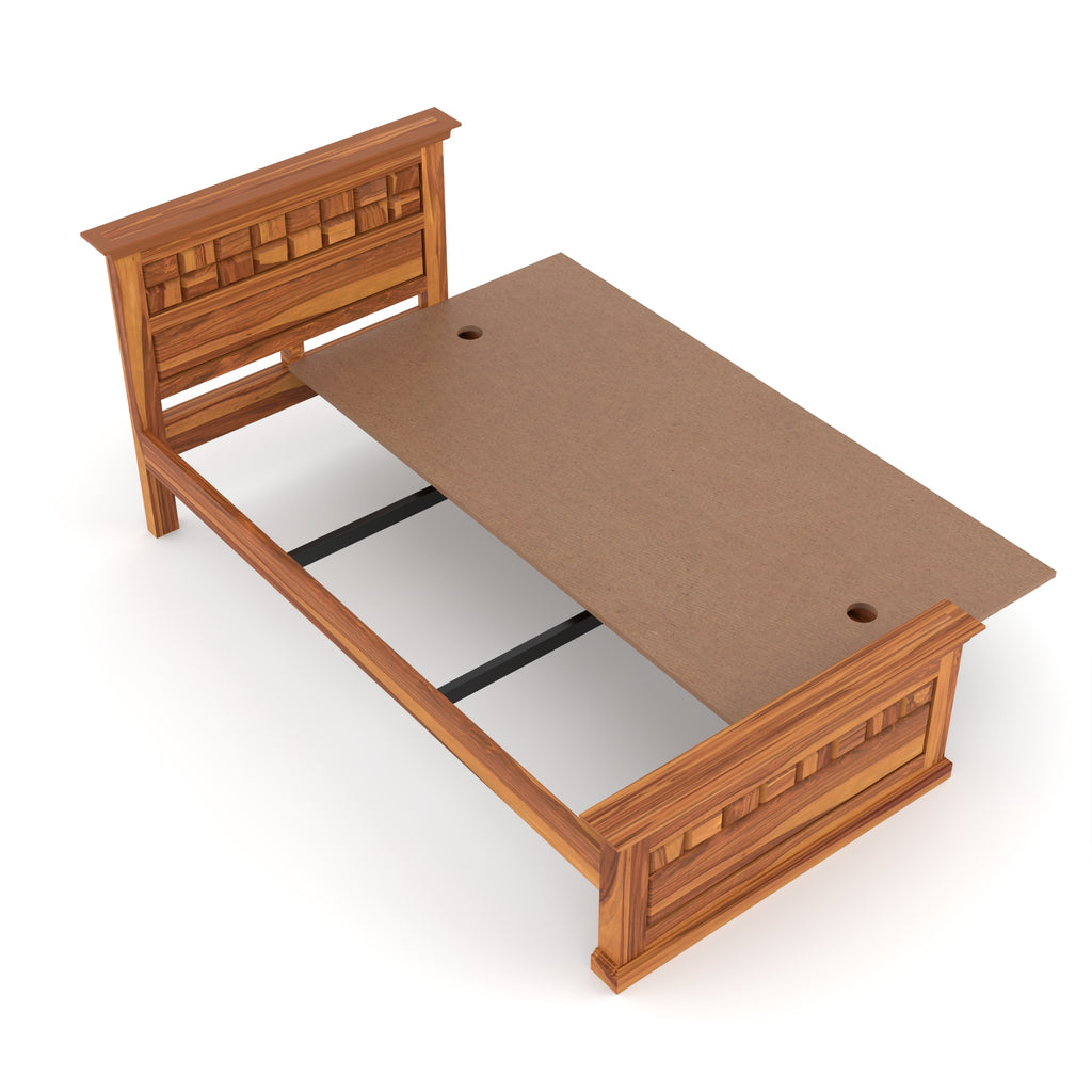 Solid Sheesham Wood Single Bed without storage