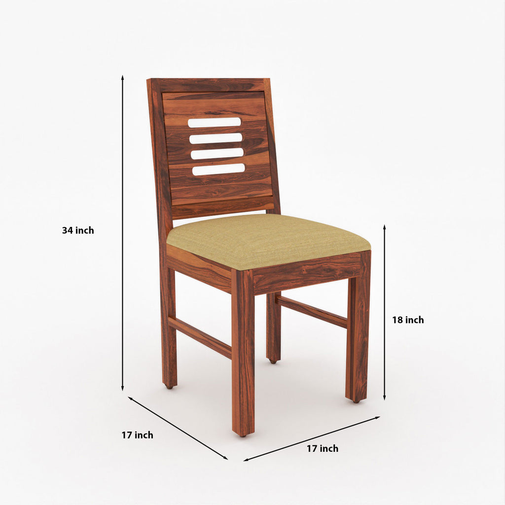 Arvion 4 Seater Round Solid Wood Glass Top Dining Table Set