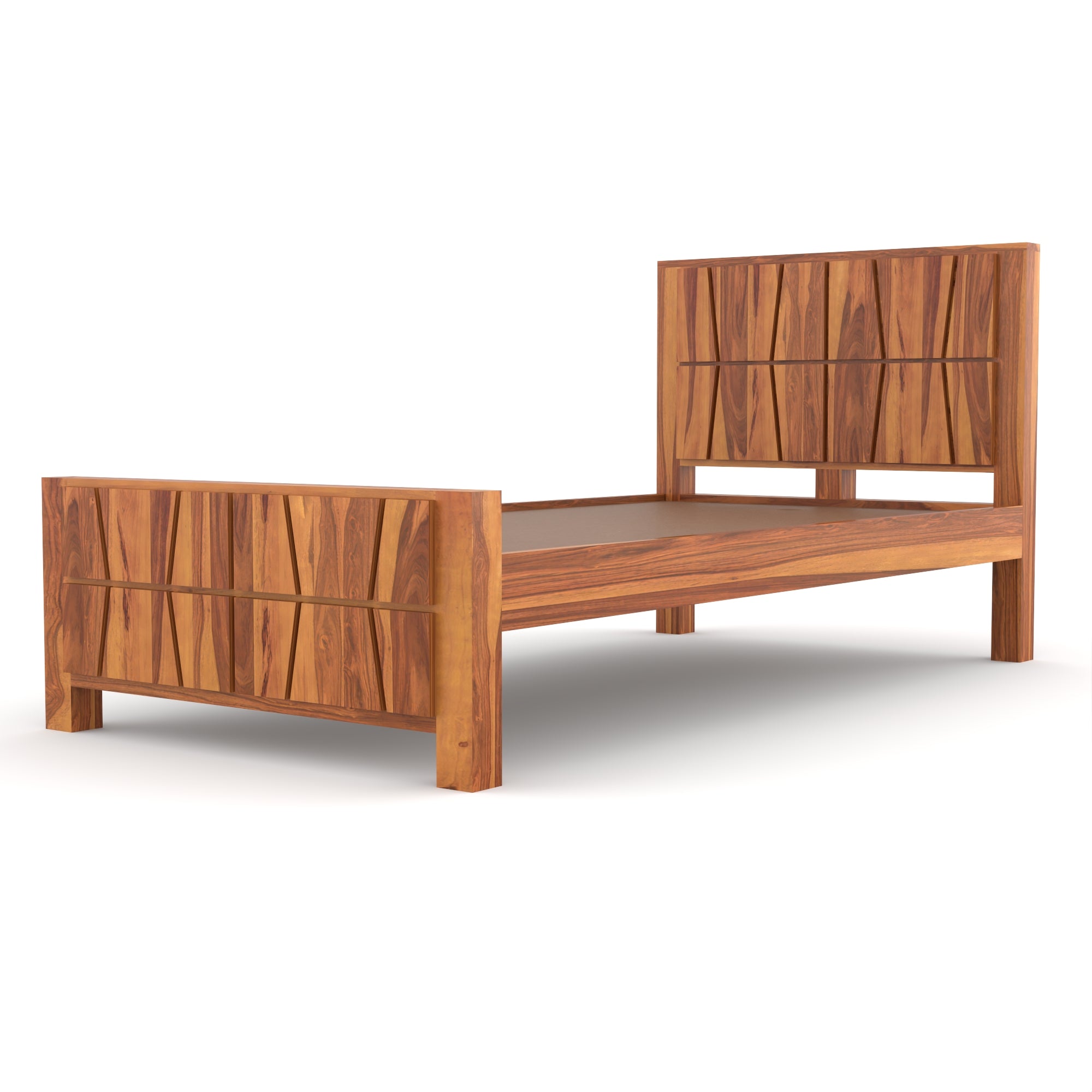 Solid Sheesham Wood Single Bed without storage