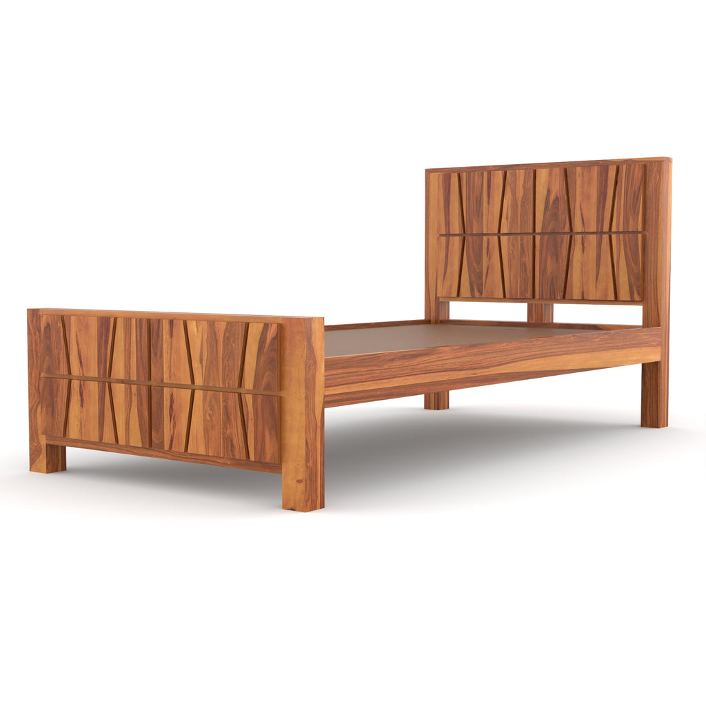 Solid Sheesham Wood Single Bed without storage
