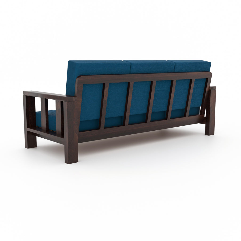 Premium Solid Sheesham Wood 6 Seater Wooden Sofa Set (3+2+1) | Walnut Finish