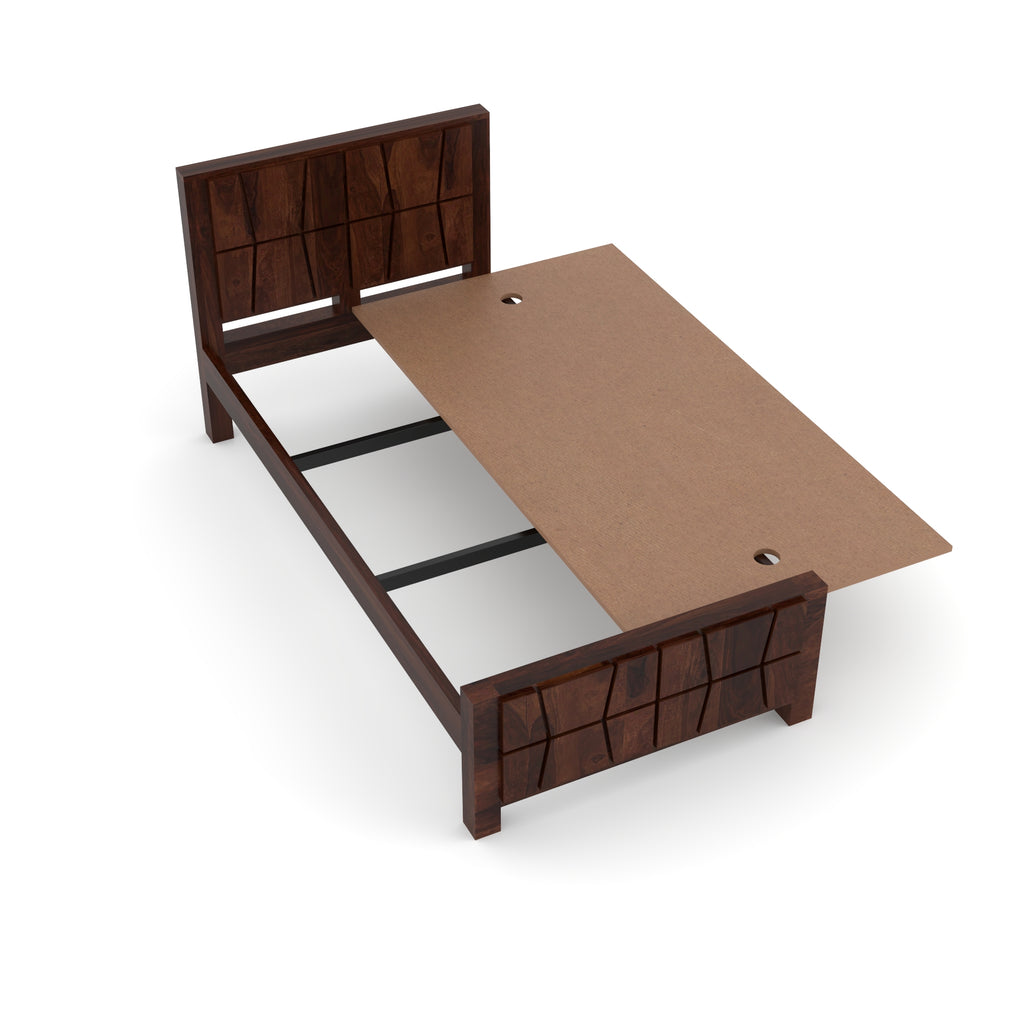 Solid Sheesham Wood Single Bed without storage
