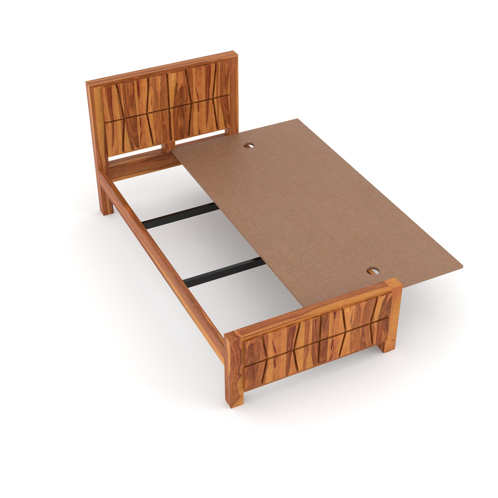Solid Sheesham Wood Single Bed without storage